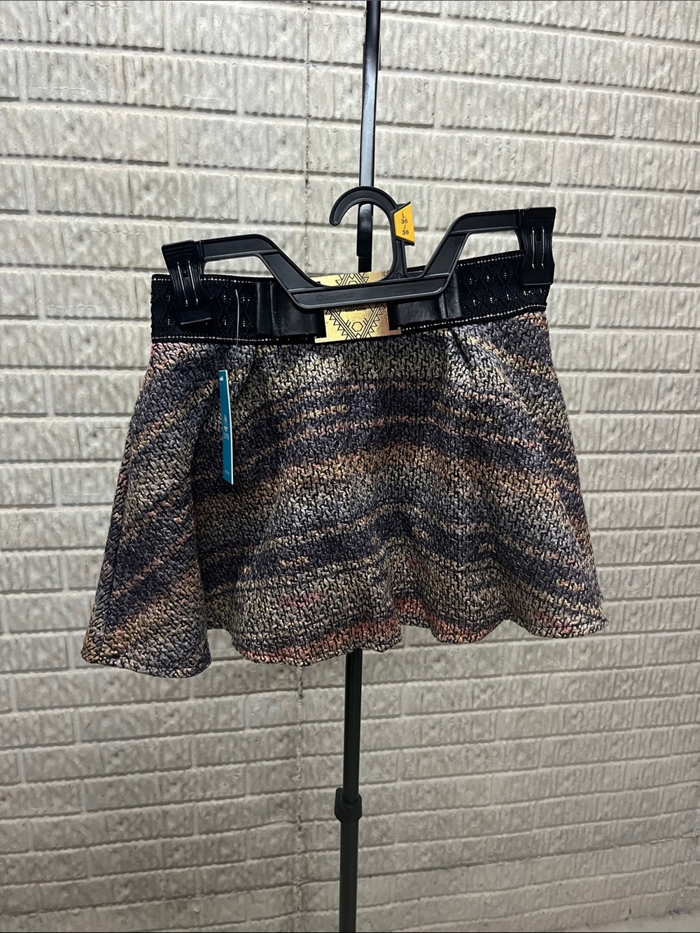 Cupshe Multicolor Knit Circle Skirt with Black Waistband